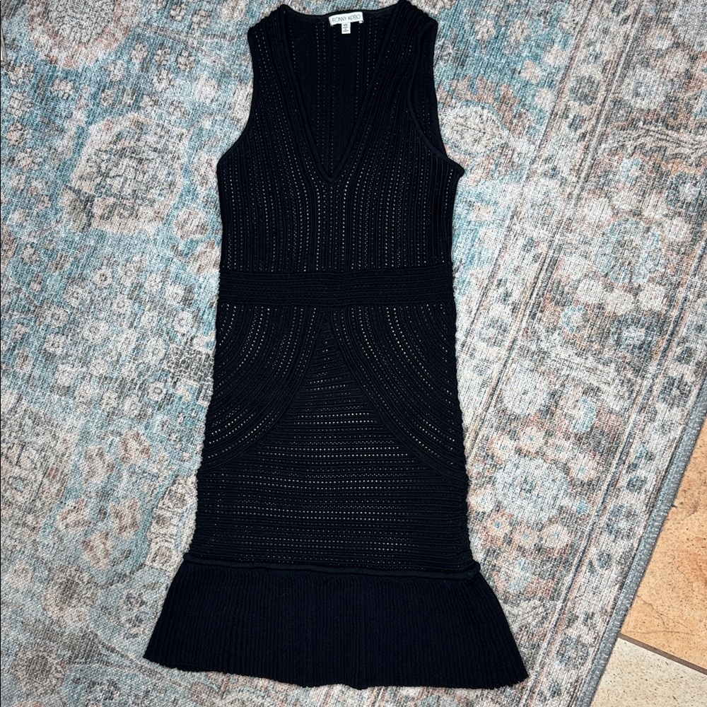 Ronny Kobo Jodi Pointelle‎ Black Mini Dress - XS